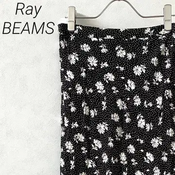 Ray BEAMS 롱 스커트 머메이드 스커트 꽃무늬 도트 무늬 안감 부착