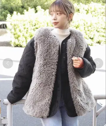 [ 정가 9889엔 ] tiptop 퍼 베스트 x 퀼팅 블루종 SET