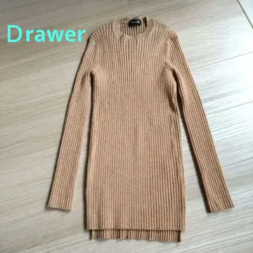Drawer 21AW 리브 니트 베이지 캐시미어 65% 크루넥
