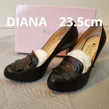 미사용품 DIANA 블랙 가죽 하이힐 23.5cm