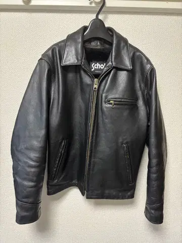 Schott 블랙 가죽 자켓 40 보아 라이너 포함 AT101