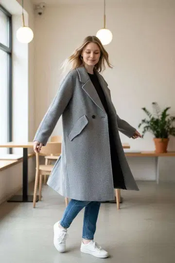 [ ZARA ] 오버 사이즈 울 혼방 롱 코트 그레이