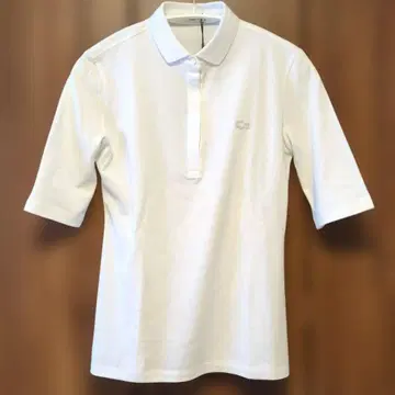 Lacoste 화이트 5부 소매 피케 셔츠