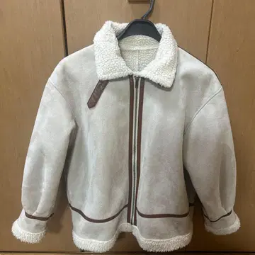 페이크 무스탕 블루종 보아 자켓 베이지