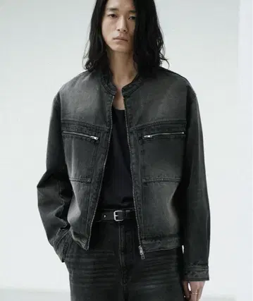 WYM LIDNMVINTAGE WASHED DENIM ZIP MOTO