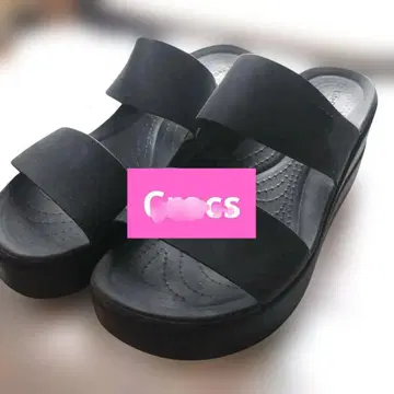 Crocs 블랙 슬라이드 샌들