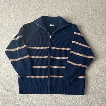 풀 집업 보더 니트 / 풀 집업 보더 니트