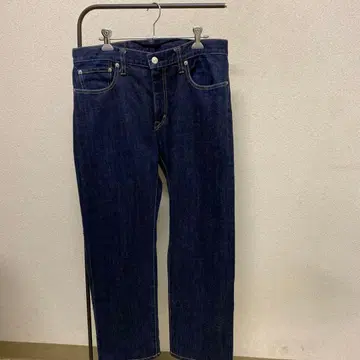 스누피 자수 다크 블루 데님 팬츠