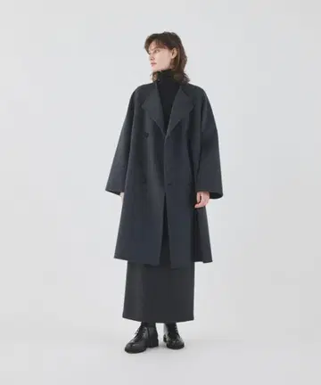GALERIE VIE 울 더블 페이스 칼라리스 트렌치코트