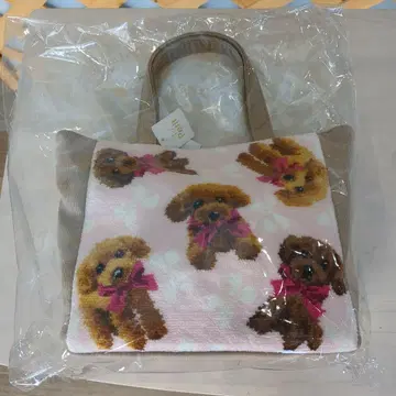 개 자수 핑크 핸드백