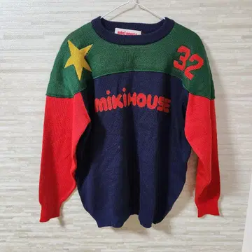 [ L ] MIKI HOUSE MENS 니트 스웨터 로고 빈티지