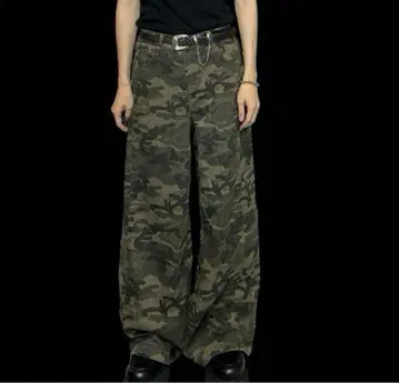 데님 팬츠 카고 데님 카모플라쥬 y2k 와이드 데님 카모 무늬 카츠키