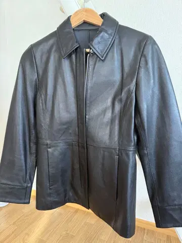 무인양품 라무 가죽 자켓 카라 부착 블랙 S