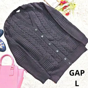GAP 니트 가디건 (L) 블랙/케이블 짜임/오피스 캐주얼