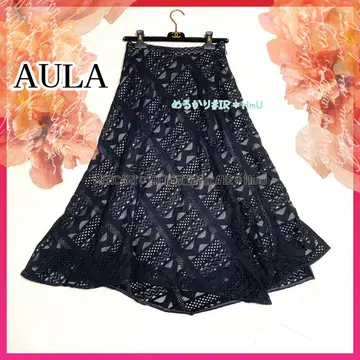 AULA 아우라 블랙 전체 레이스 롱 스커트 1