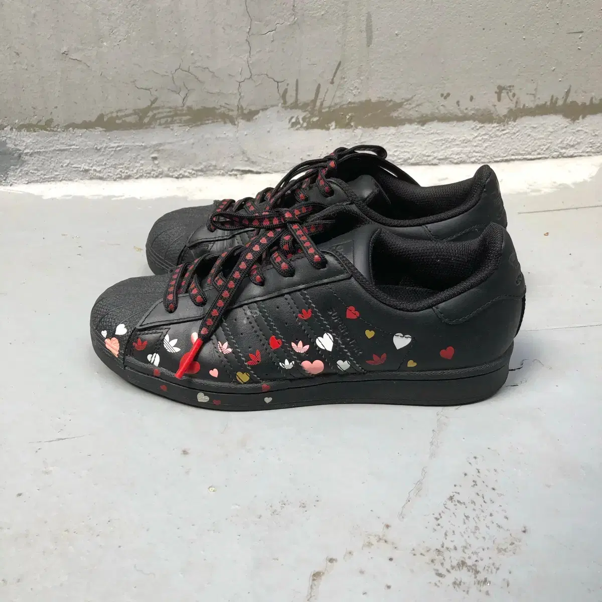 Adidas Superstar Black Heart Custom Sneakers 230