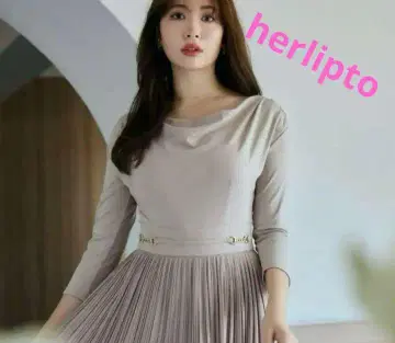 Perugia Drape Neck Pleated Dress