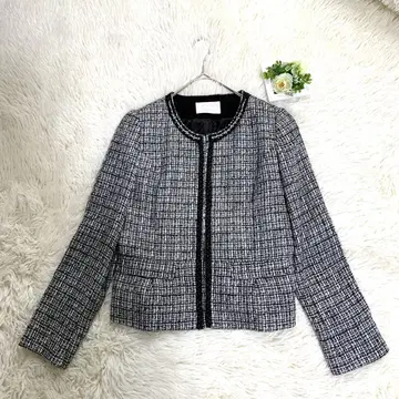 컨디션 최상 any SiS 노카라 트위드 자켓 펄 M