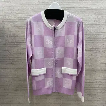 PICONE 라벤더 체크 니트 가디건
