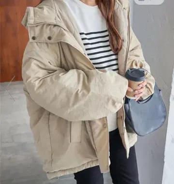 택 포함 새상품 andme 오버 사이즈 몬스터 후드티 베이지