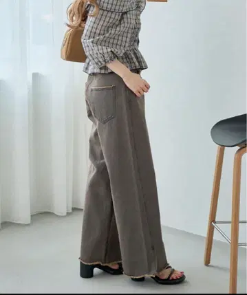 Kastane 데님 슬릿 와이드 팬츠