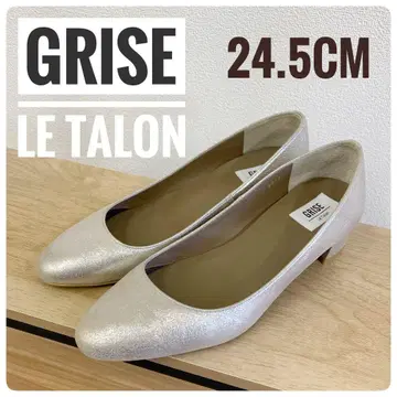 GRISE Le Talon 실버 펌프스 낮은 힐 24.5cm