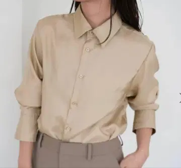 AYUPIYO 새틴 셔츠 컬러 베이지 프리 사이즈