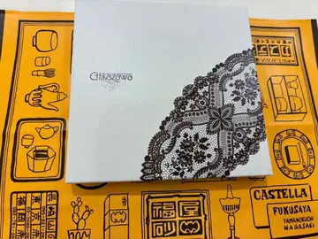 치카자와 레이스 후쿠사야 카스테라 타월 손수건 브라운 미개봉 새상품
