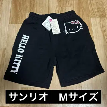 새상품 Hello Kitty 블랙 숏팬츠 M 룸웨어 홈웨어