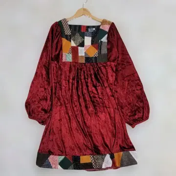 무차차 패치워크 원피스 튜닉 벨벳 1