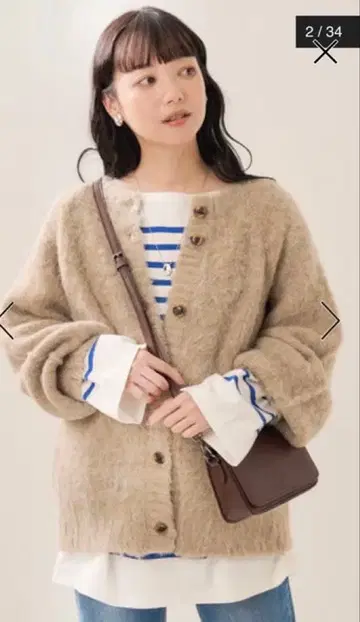 모헤어 터치 2way 크루넥 가디건