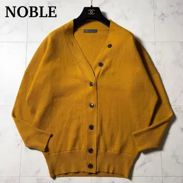 NOBLE V넥 돌먼 가디건 니트 머스타드
