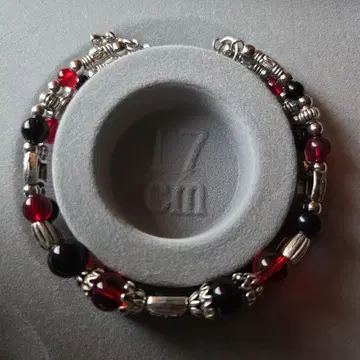 [현품 한정] 빨간색과 블랙의 2연 팔찌 약 17 cm