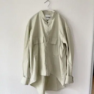 질 샌더 라이트 그린 밴드 카라 셔츠