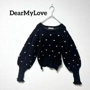 DearMyLove 하트 무늬 니트 스웨터 L 벌룬 슬리브