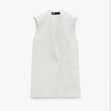미사용 ZARA 자라 플루이드 버튼 베스트 화이트 M