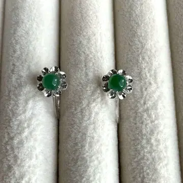 그린 스톤 SILVER 귀찌