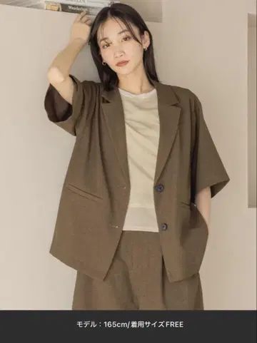 로리즈팜 브라운 숏 슬리브 자켓