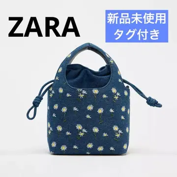 [ 택 포함 미사용 새상품 ] ZARA 데님 데일리 버킷 백 네이비