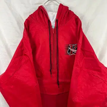 USA제 90s 자수 하프 지퍼 나일론 자켓 아노락 후드티 빨간색