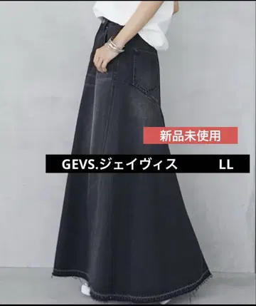 GEVS. 제이비스 백 플레어 롱 데님 스커트 블랙 LL