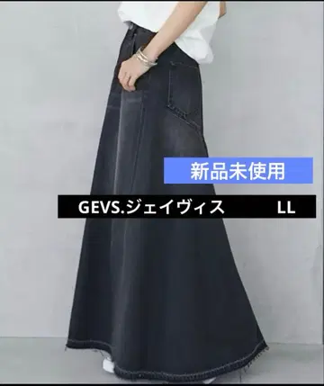 GEVS. 제이비스 백 플레어 롱 데님 스커트 블랙 LL