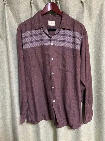 50s60s Van Heusen 레이온 셔츠 오픈 카라 브라운