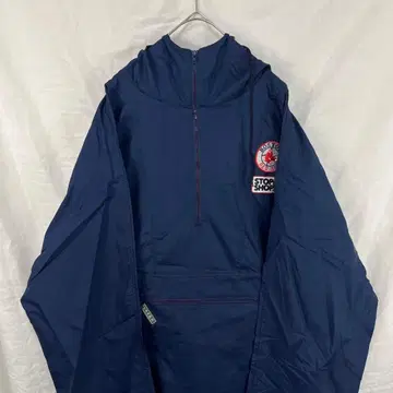 00s red sox mlb 자수 하프 지퍼 아노락 후드티 네이비