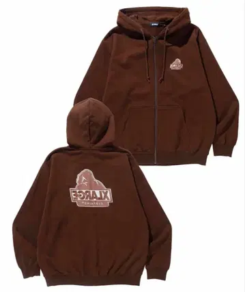 XLARGE 브라운 풀 집업 후드티