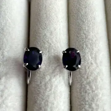 자수정 스톤 SILVER 귀찌