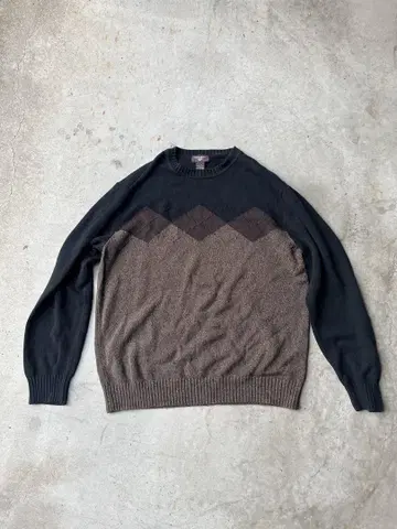 90s 00s DOCKERS 블랙 브라운 아가일 무늬 코튼 니트