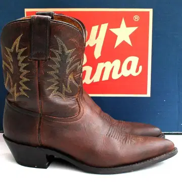 Tony Lama 브라운 숏 웨스턴 부츠 바이커 멕시코제