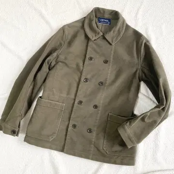 레어 사이즈 34 베트라 몰스킨 더블 브레스트 자켓 그린