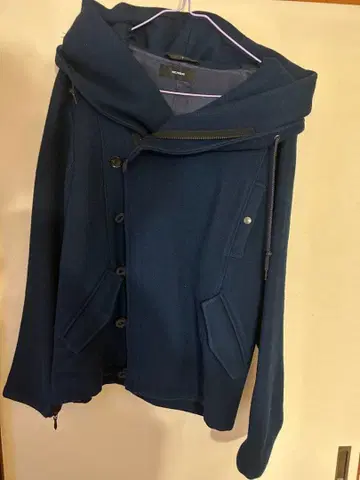 THE TWELVE 후드 부착 네이비 울 코트